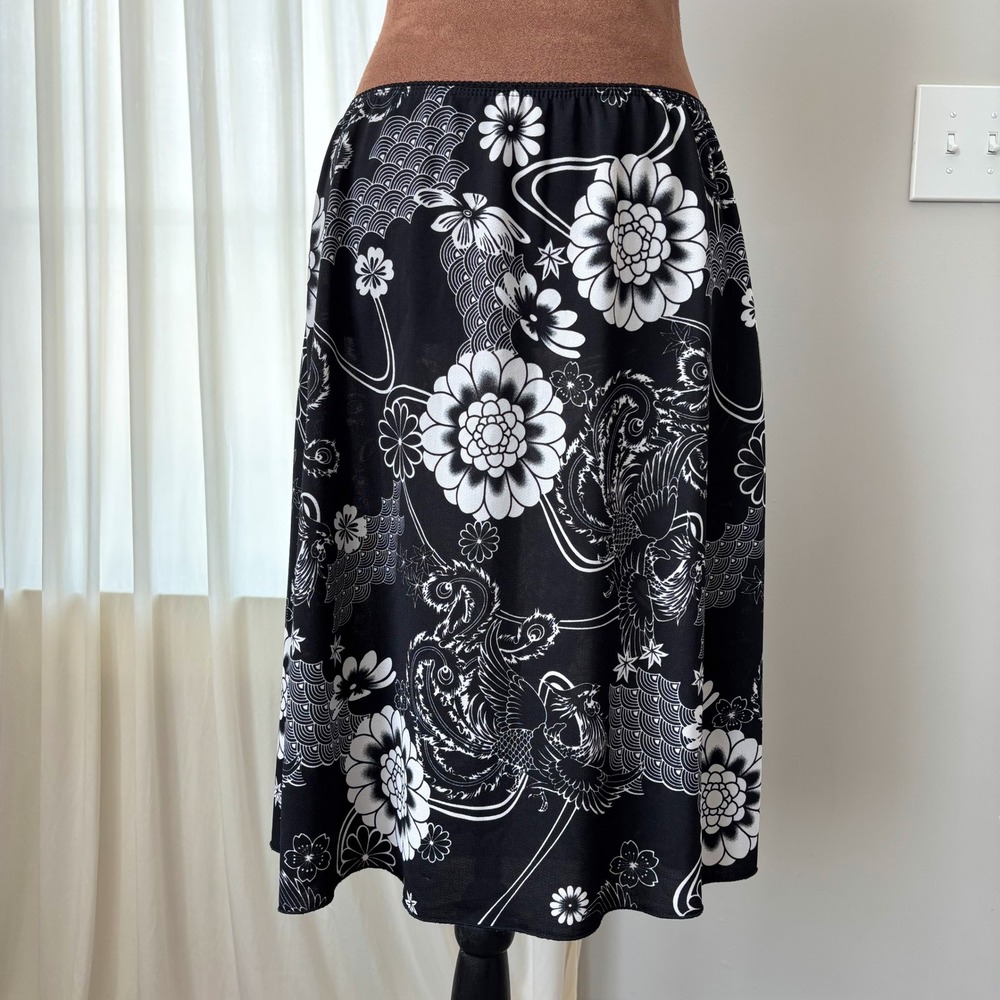 90s Vintage Rag Midi Skirt XL Floral Grunge Fairy Whimsigoth Y2K Ren Faire Beach - Picture 1 of 14